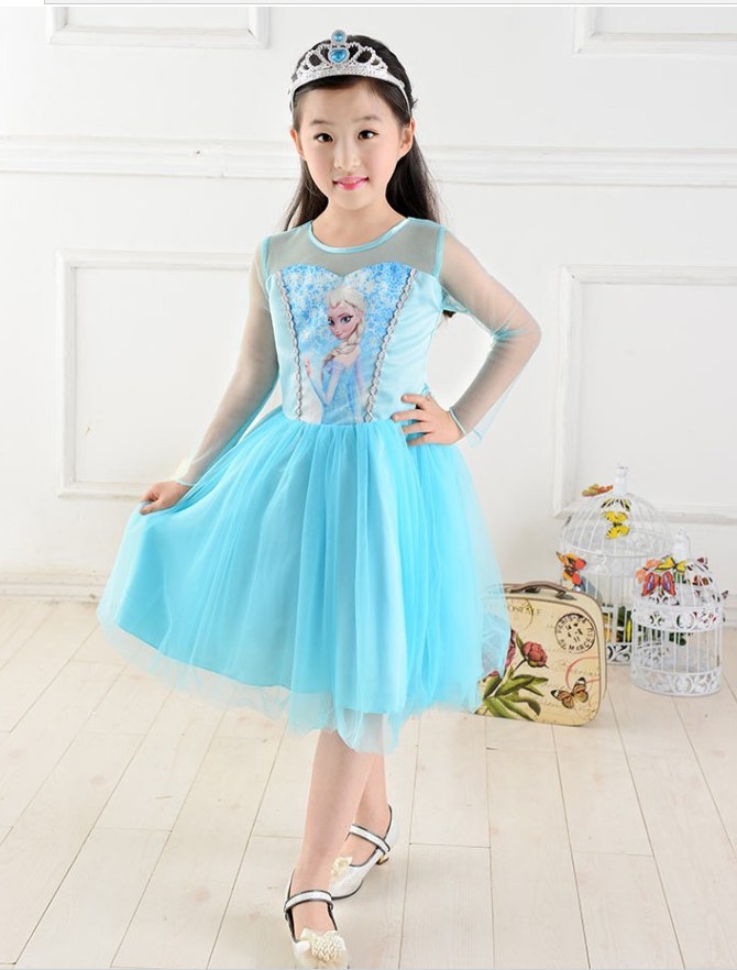 F68021 Frozen chiffon long-sleeved dress